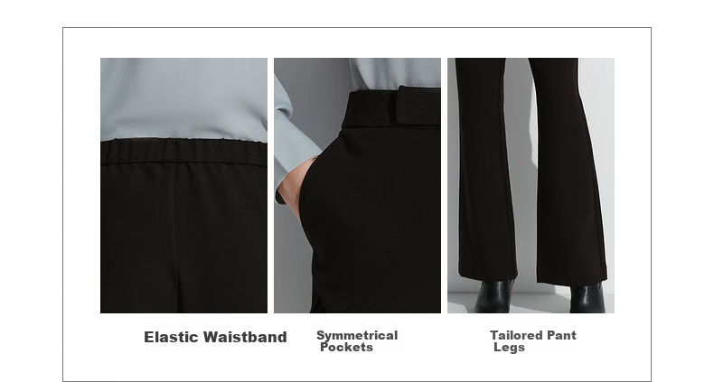 G2000 [Multi-Dimensional Elasticity] Spring And Autumn Mall Matching Soft Comfortable Flared Pants Casual Trousers, Black, Size 38 3