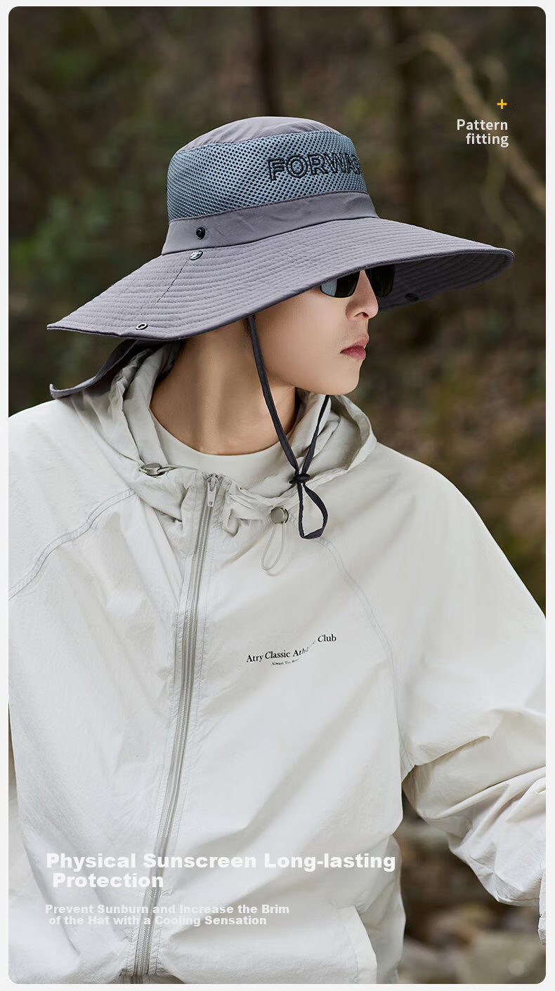 GRGN Sun Protection Hat for Men, Sun Visor Hat, Fishing Hat, Hiking Cap, Sun Hat, Outdoor UV Protection Wide Brim Hat for Me 4