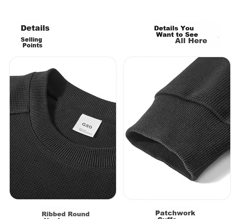 GXG Men's Clothing, Multi-Color Long-Sleeve Top New Year Sweatshirt, 2025 Spring New Product, Black, 185/XXL 17