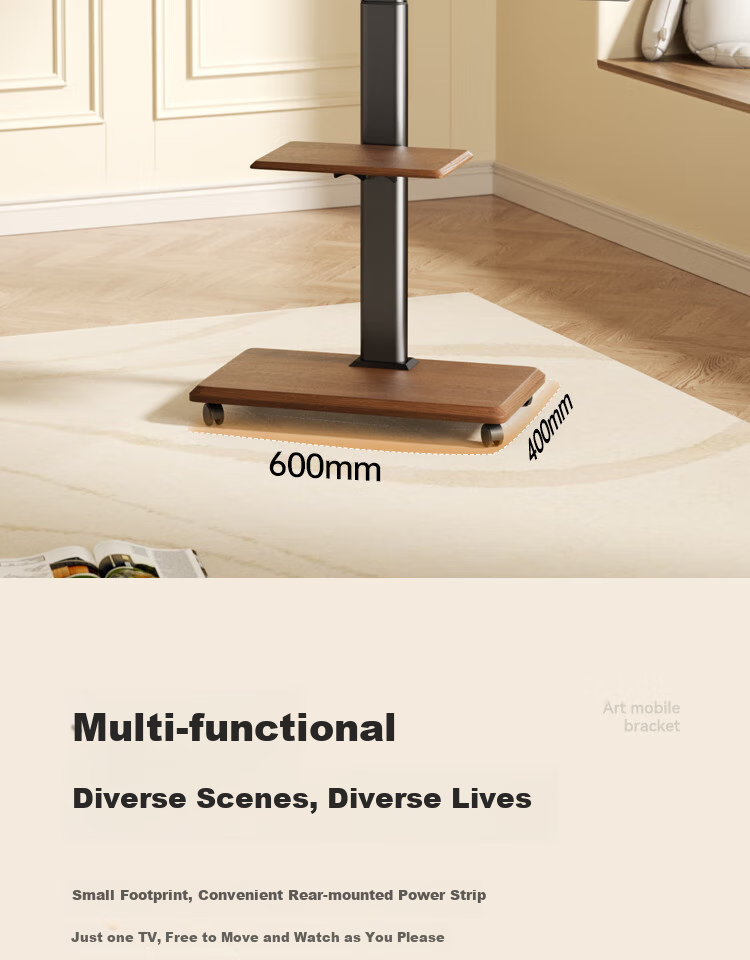 Enlipu TV Stand for 32-75 Inch, Floor-Standing TV Bracket, No Drilling Required, Movable Floor TV Stand Compatible with Multiple Brands of TVs 19