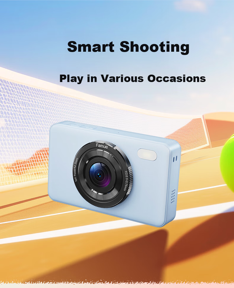 FAMUE Student CCD Camera with Front And Rear Dual Digital Cameras, Campus Retro Mini Alternative, High-Definition Vlog Camera Card That Can Transfer to Phone, Gift for Girlfriend, 32GB 9