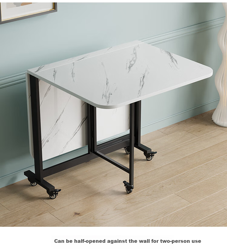 KULIN Folding Dining Table, Compact Size, Mobile Eating Table, Multi-Functional Extendable Ultra-Thin Square Table for Home Use, White, 1.2 Meters 15