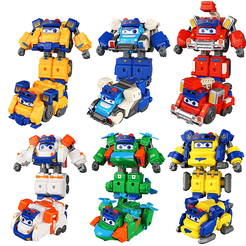 Anby Families Children's Transformable School Bus Gothic Toy Boys Fire Truck Police Car School Bus Combination June 1st Children's Day Gift