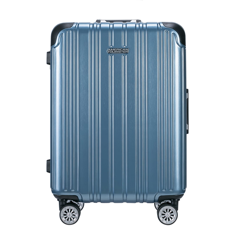 AMERICAN TOURISTER Luggage, 26-Inch Stylish Aluminum Frame Suitcase, Ultra-Light Spinner Wheels, Travel Case, Misty Blue Color, TV3 Combination Lock
