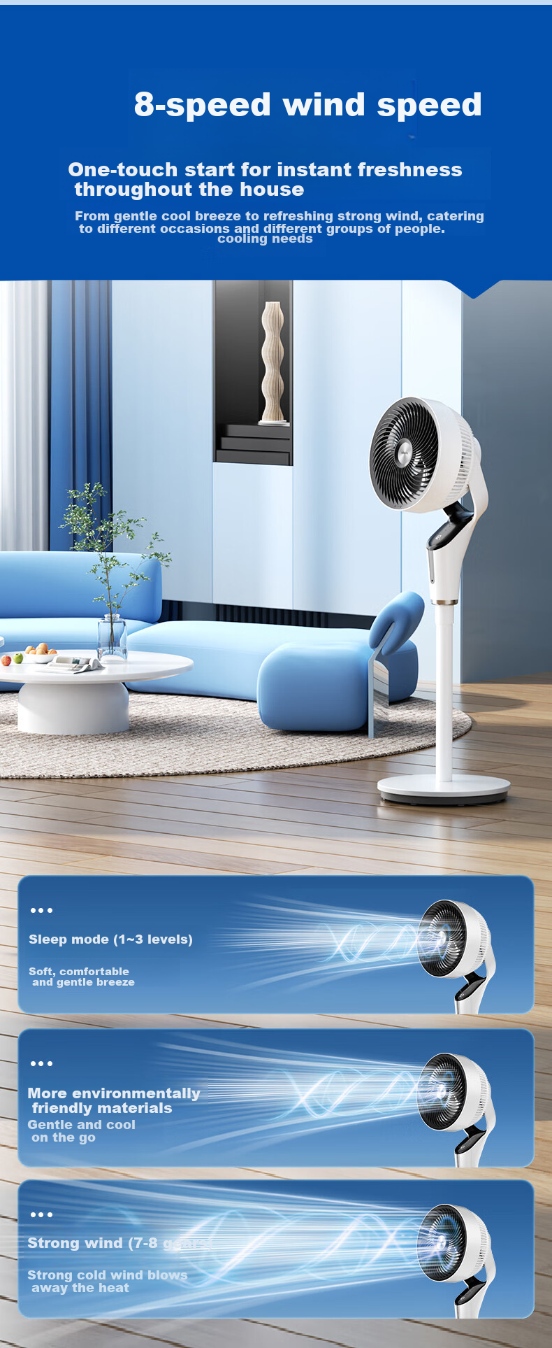 PHILIPS AC Motor Fan Air Circulator with 3D Oscillation, Floor Fan for Home Use, Gentle Wind Quiet Purifying Fan ACR2441CFD 6