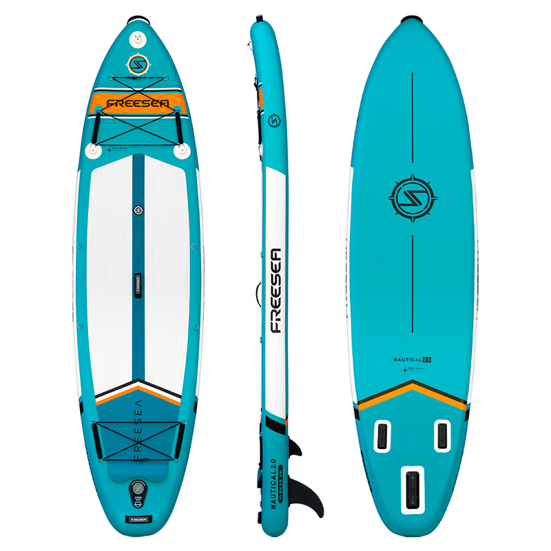 TRANS-E Creative Group Inflatable Folding SUP Paddle Board for Sailing, Surfing, Fishing And Water Sports - Ink Green 3.5 Meters