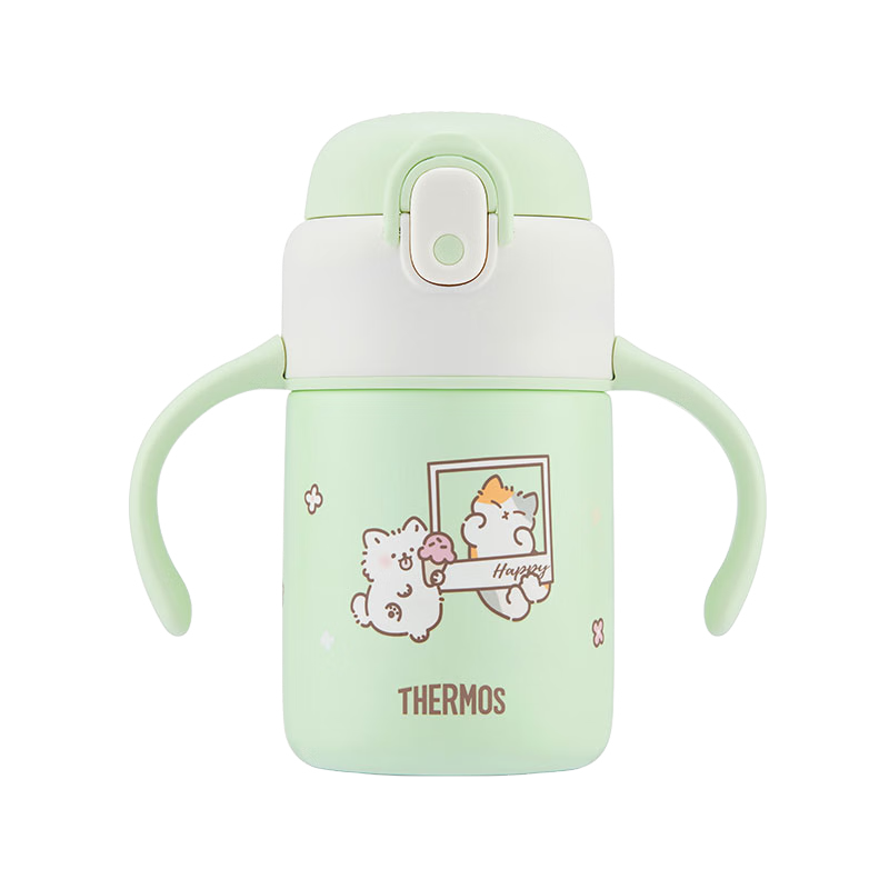 THERMOS Children's Insulated Hot And Cold Cup, 10M+ Training Cup, 316L Stainless Steel Student Cup, 350ml Straw Cup, TCKT