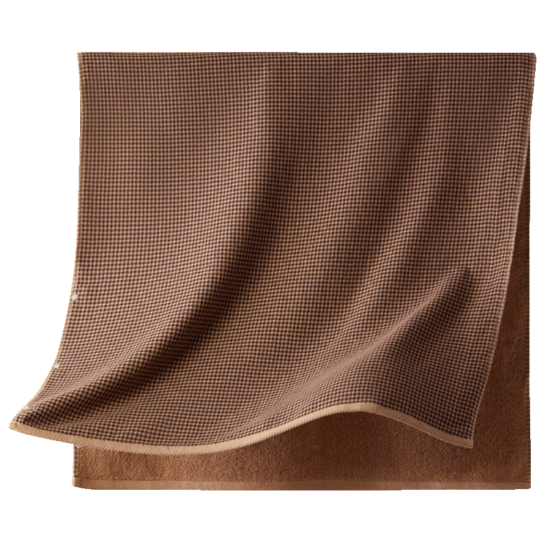 HOYO Japanese Houndstooth Double-Sided Bath Towel, Pure Cotton Adult Soft Absorbent Quick-Drying Large Towel, Coffee Color Sports