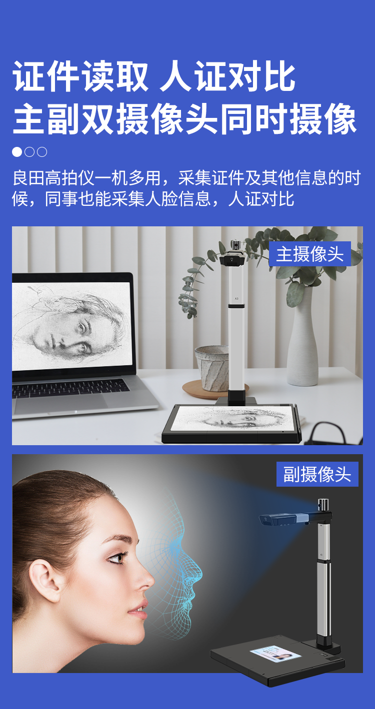 Eloam 15 Million + 5 Million High-Definition Dual Camera Document Scanner, A3 Hard Base, Office File ID Card High-Speed Automatic Continuous Scanning, Dual Cameras for Portrait Photography, S1282AF 6