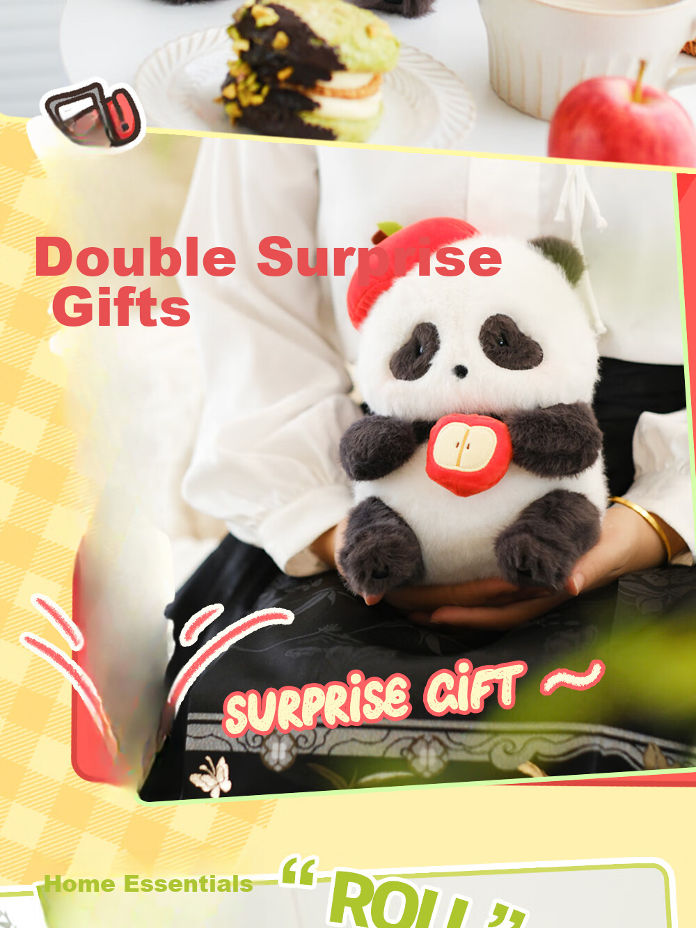 52TOYS Panda Roll Plush Bear Stuffed Animal Toy, Shoulder Pet Accessory, Mid-Autumn Festival Gift 9