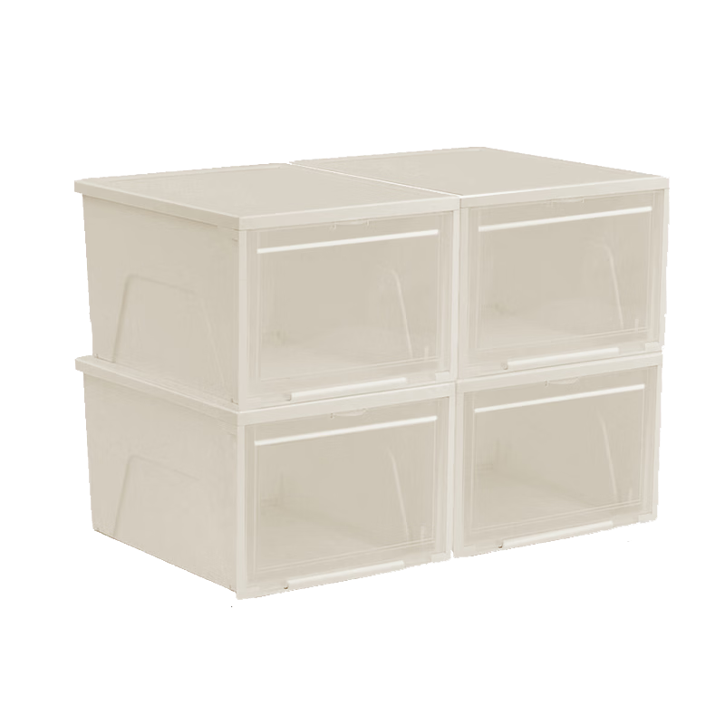 IRIS Large Front-Opening Transparent Shoe Cabinet Storage Box, Eco-Friendly Plastic Shoe Organizer, Dustproof And Moisture-Proof Shoe Rack, Set of 4