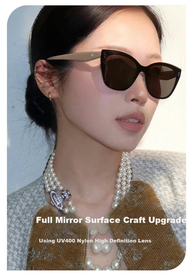 LOHO Sunglasses, 2026 New Cat-Eye High-End Color-Blocking Sunglasses for Women, Full Mirror High-Definition Sun Protection Glasses for Me 2