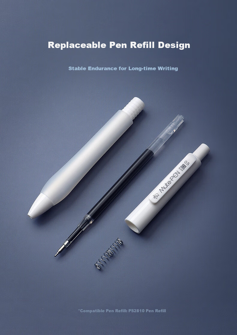 BAOKE PC1949 Silent Retractable Gel Pen, 0.5mm Black AS Tip, White Barrel, Exam Pen, Signature Pen, 12 Pens/box 9