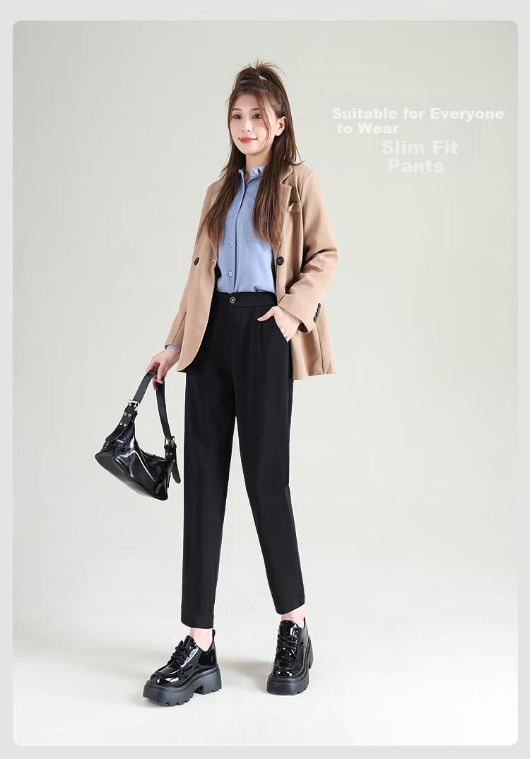 FitonTon Women's Suit Pants, New Spring/summer 2026 High-Waisted Loose Straight-Leg Cigarette Harem Pants, Slimming Draping Casual Trousers for Wome 12