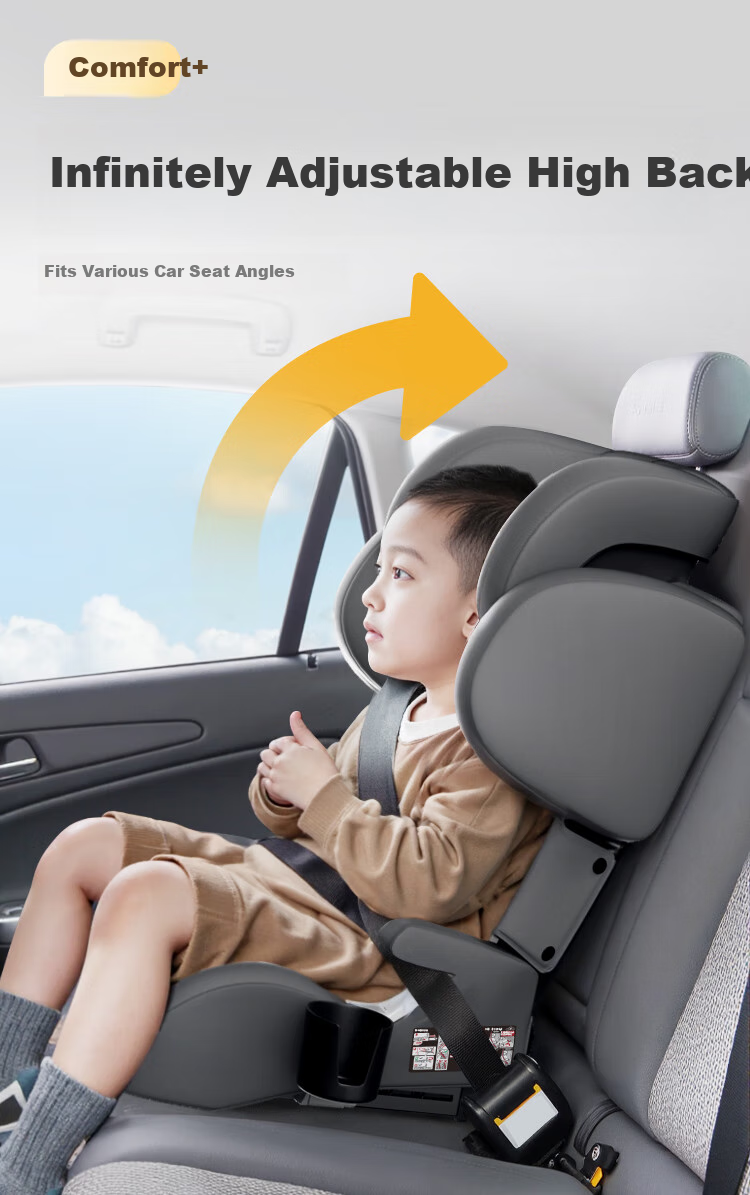 JD Original Child Safety Car Seat for Ages 3-12, Height-Increasing Pad, I-Size Simulation ADAC Growth Cabin, Mo La 6