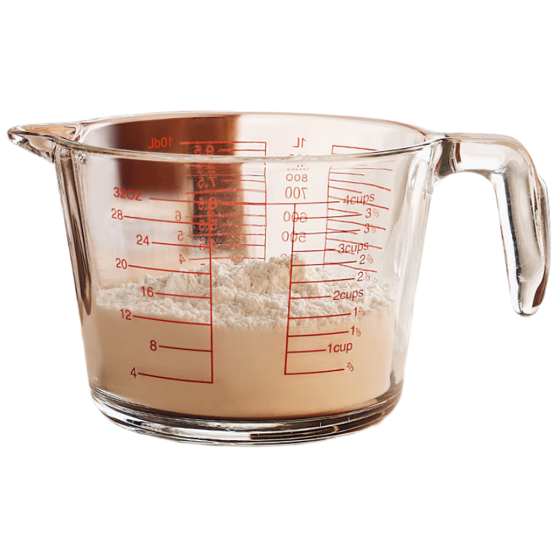 CRISTALGLASS Glass Measuring Cup with Scale for Home Use, Filtered Heat-Resistant Microwave-Safe Milk Cup, Egg Beating Cup, Baking Measuring Cup