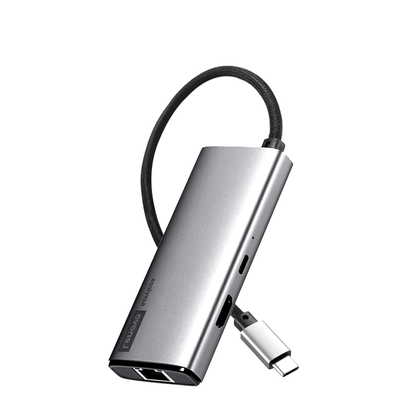 Lenovo Type-C Expansion Dock, USB Hub Splitter, USB Extender Hub, HDMI 4K Adapter, Gigabit Ethernet Converter, PD100W Expansion Dock, BY06-R (Metal)