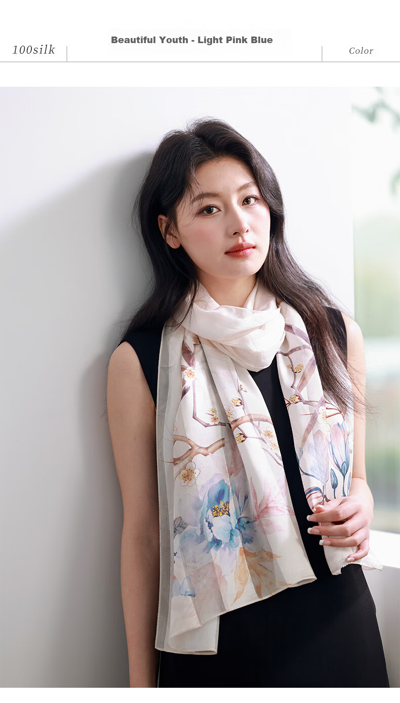 Hangsifu Silk Scarf, Mulberry Silk Shawl, Autumn And Winter Warm Neck Warmer, Birthday Gift for Mom Or Wife 20