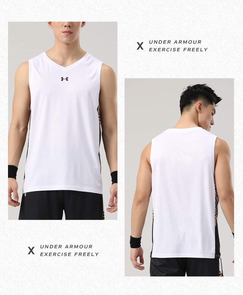 Under Armour Men's Short Sleeve Sports Tank Top Summer Quick-Dry Breathable Loose Fitness Running Training Basketball Shirt 12