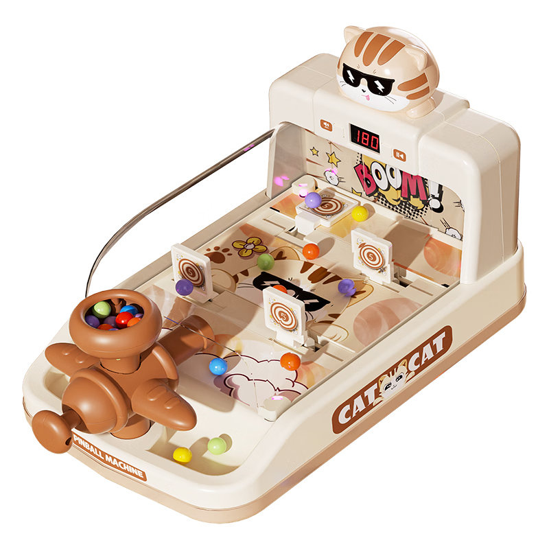 Kuangyeqishi Children's Marble Machine, Early Education Game with Shooting Mechanics, Interactive Parent-Child Tabletop Game for Ages 3-6, Birthday Gift Cat