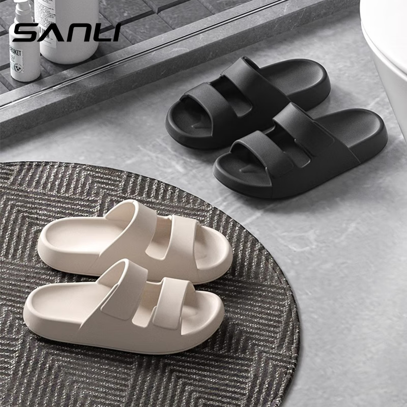 Sanli Beach Sandals Slippers for Women, Simple And Wearable Outside, EVA Non-Slip, Lazy Black, Size 42-43
