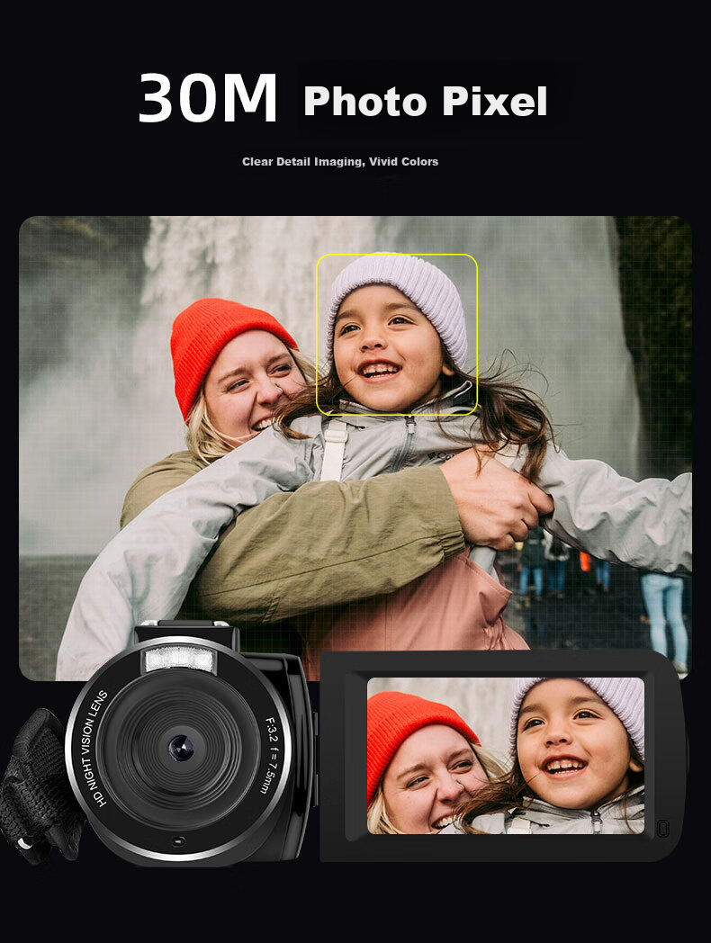 ORDRO B320 Camera, High-Definition Digital Handheld DV Recorder, for Conference Live Streaming And Recording / Home And Travel Filming, Vlog Short Video Beauty Camera with Integrated Recording And IR Night Visio 15