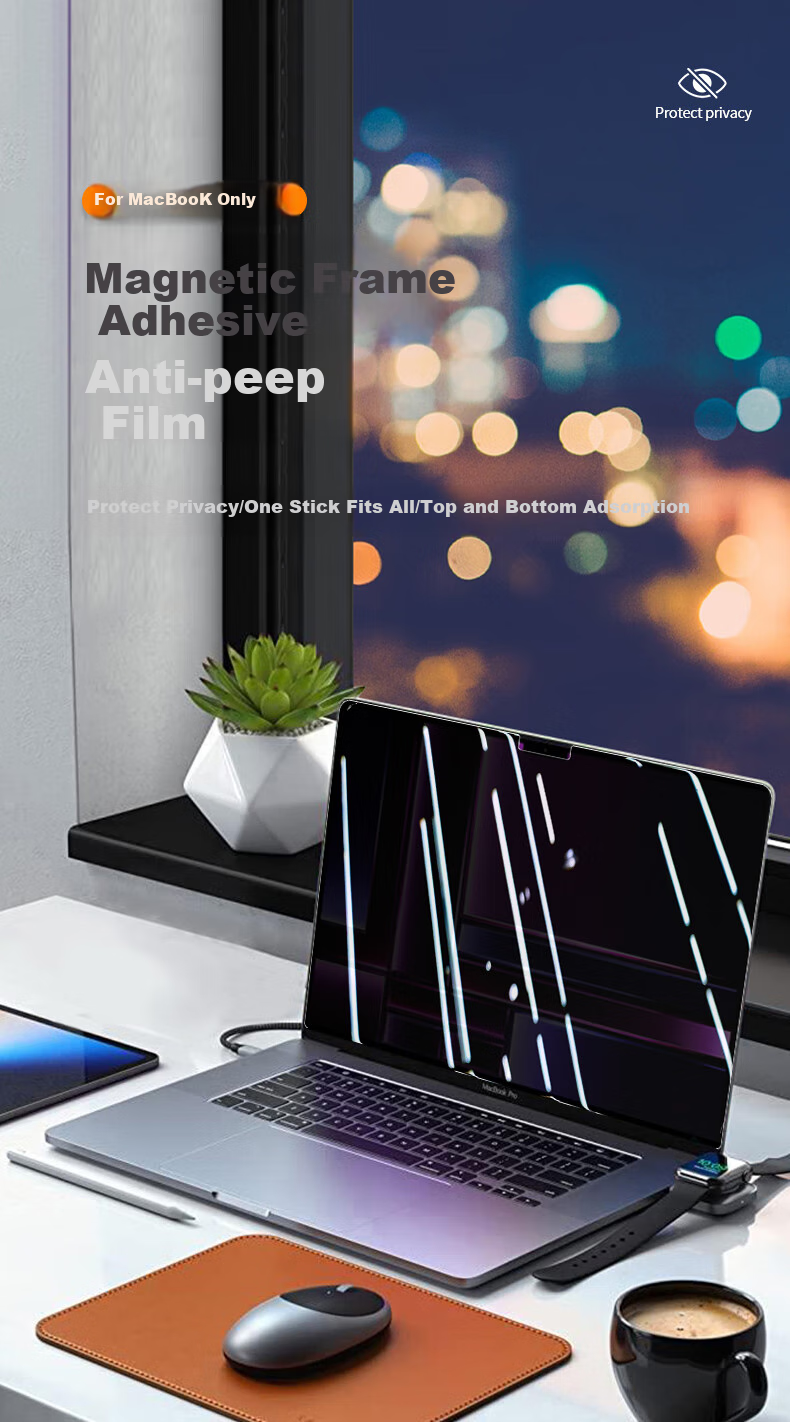 Jiasu Apple MacBook Air 13.3-Inch M1 Magnetic Anti-Glare Screen Protector [A2179/A2337], 2020 Model Laptop Detachable Magnetic Privacy Anti-Peeping Film 3
