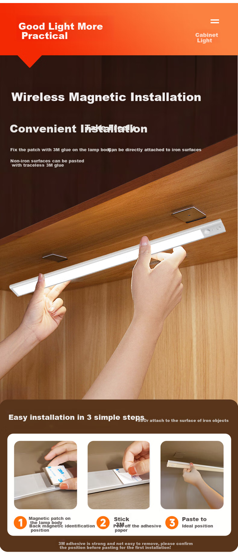Oppein Smart Sensor Cabinet Wardrobe LED Human Motion Light Bedside Corridor Entrance Light 5