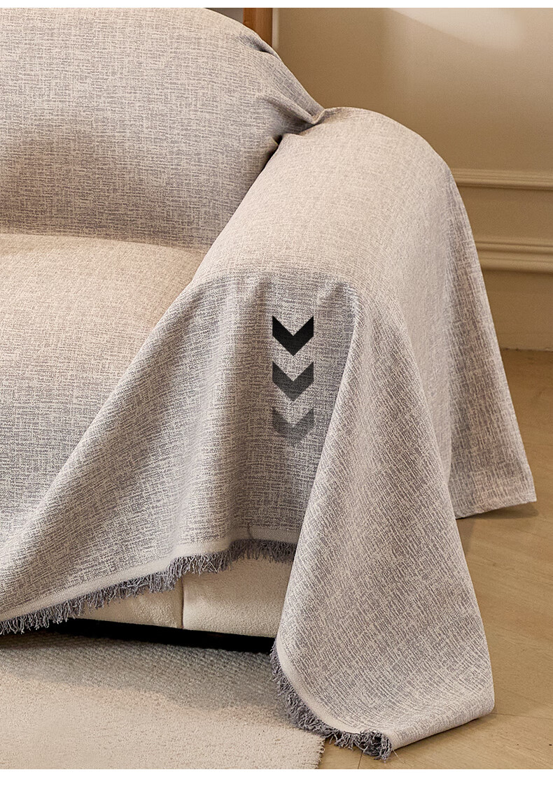 Wuyinliangpin Sofa Cover, One-Piece Sofa Slipcover, Full Coverage, Pure Gray Cotton-Like Texture, 180*340cm 2