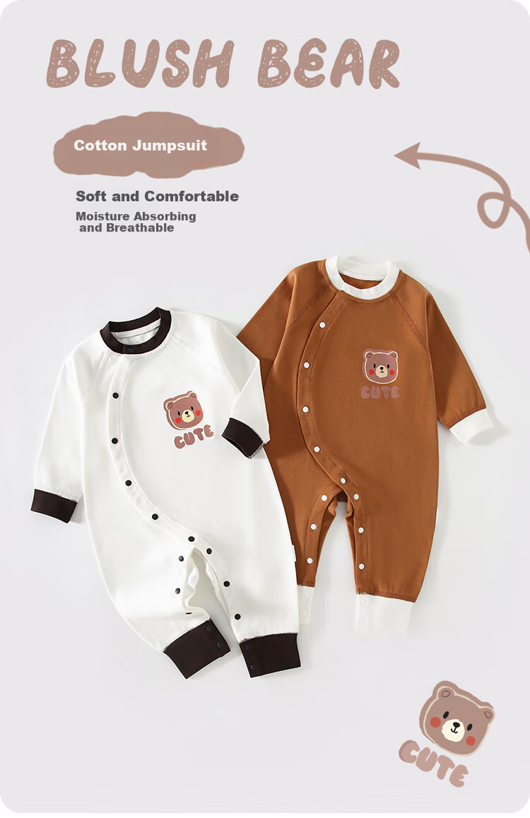 Qiaojiaoya Baby Clothes, Newborn Onesie, Class A Pure Cotton, Spring And Autumn Romper, Crawling Suit, Full Moon Sleepwear for Boys And Girls 1