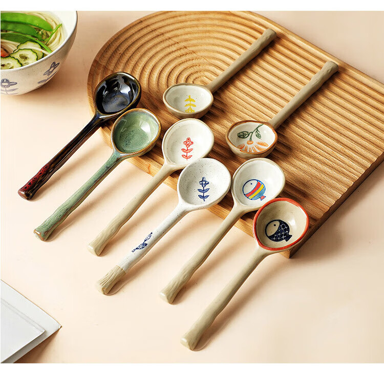 Quanshi Japanese Ceramic Small Spoon Set of 2 - Household Soup Spoon, Ramen Spoon, Porridge Spoon, Rice Spoon, Dessert Spoon 5