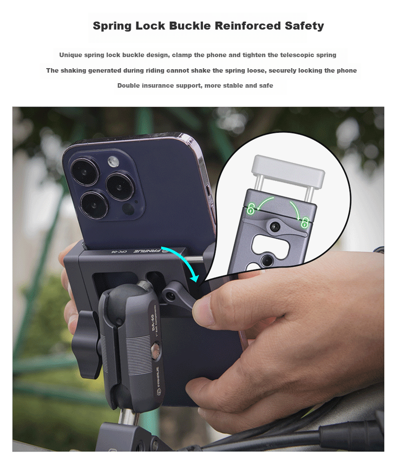 FANAUE FANAUE Metal Motorcycle Phone Holder, Electric Bike Bicycle Riding Navigation Quick-Release Shockproof Bracket CPC-06T6F 6