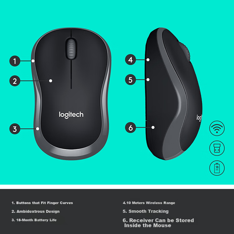 Logitech MK270 Wireless Keyboard And Mouse Combo, Office Keyboard And Mouse Set, Full Size, Black, Self-Operated, with Wireless 2.4G Receiver 5
