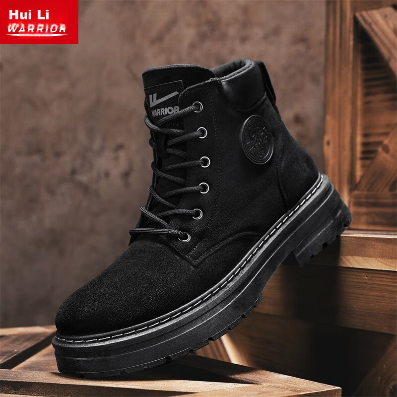 Huili Men's Shoes Retro Martin Boots, 2025 Autumn And Winter New Style Versatile Work Hiking Boots, Black, Size 40