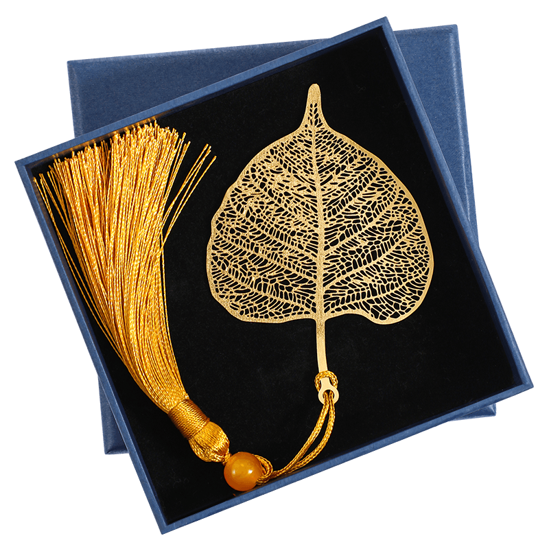 Jiaran Heng Brass Metal Bookmark Gift Box Graduation Gift for Teachers and Friends Chinese Style Cultural Creative Souvenir Customizable Bodhi Leaf