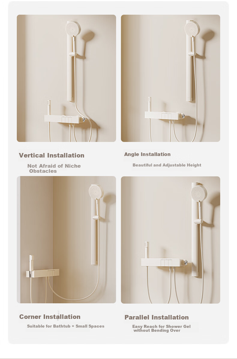 ARROW Jingjie Simple Shower Head, Piano White Button, Large Storage, Pressurized Shower Head with Spray Nozzle 11