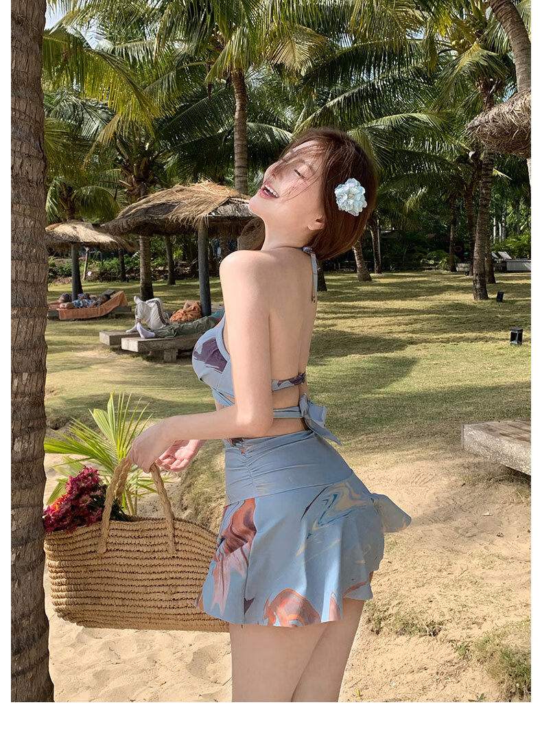 DK Women's Two-Piece Swimsuit with High-Waist, Slimming Effect, Long Sleeves, Sun Protection, Boyshort Skirt Style, Sexy And Conservative for Hot Springs 14
