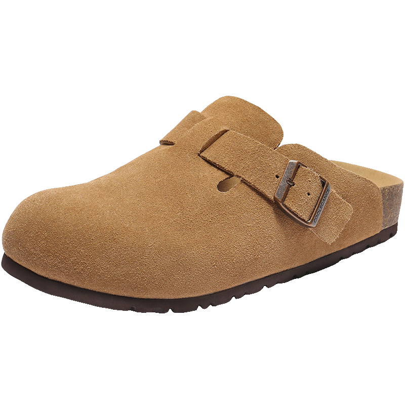 Belle Casual Thick Sole Height Increasing Birkenstock Men's Open Toe Outdoor Half Slippers B3731BH5 Brown Size 44
