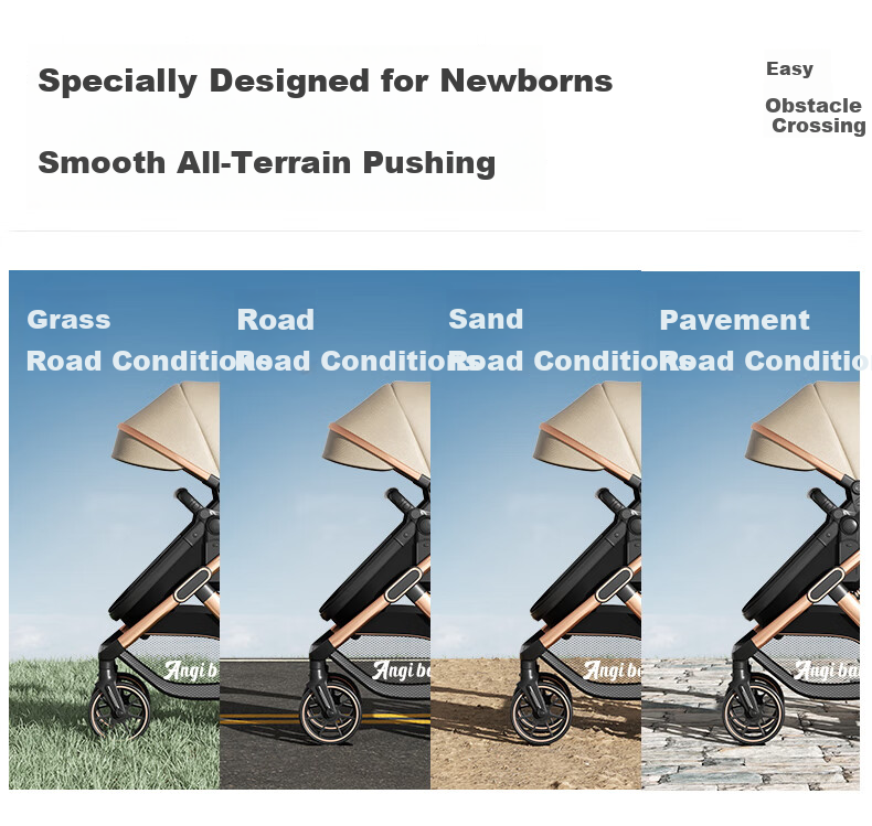 ANGI BABY Stroller: Reclining And Sitting Positions, Lightweight Foldable, High Landscape View, Reversible, Shock-Absorbing, 3C Certified, Suitable for Newborns 9
