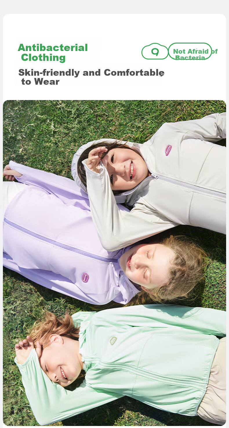Kocotree Children's Sun Protection Clothing, Original Yarn UV-Resistant Ice Silk Cool Breathable Jacket for Boys And Girls Summer, Light Rain Gray 19