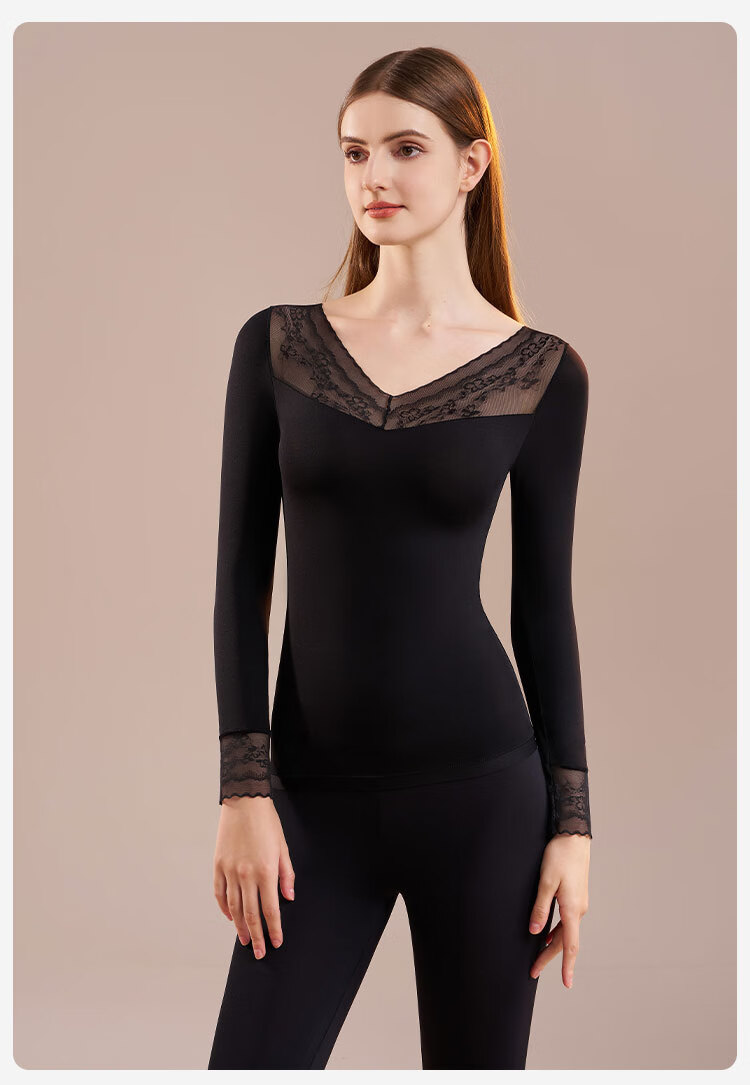 GRACEWELL Lace Ultra-Thin Base Layer Thermal Underwear Set for Women Autumn Skin-Friendly Invisible Seamless Winter New Arrival 12
