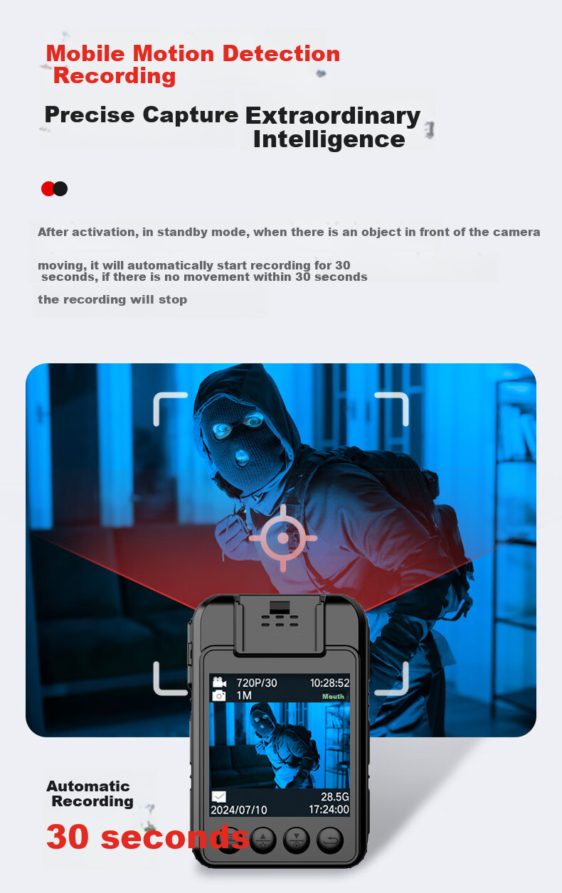 Lenovo Body Camera, High-Definition Mini Portable Chest-Mounted Audio And Video Recorder, Evidence Collection Camera DSJ-2Z 128GB 8