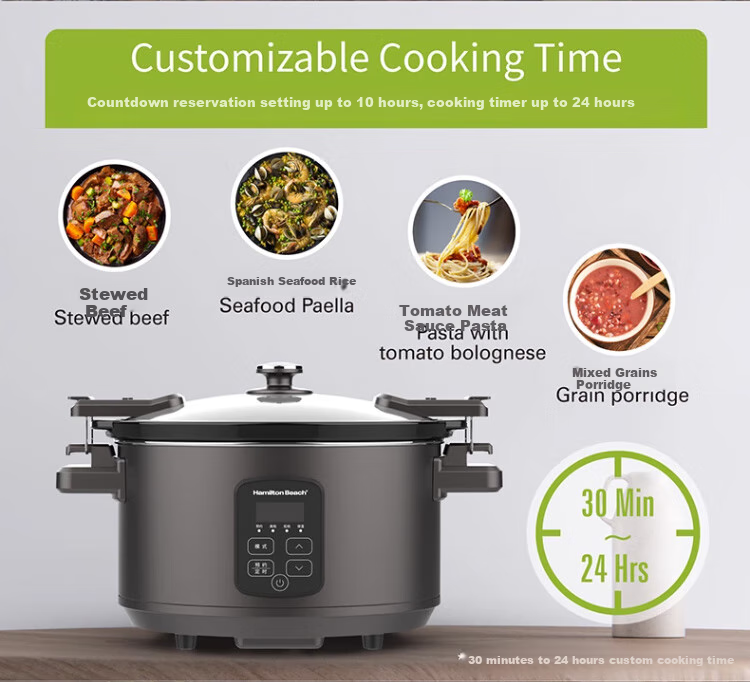 Hamilton Beach Multi-Functional Pot, Electric Stew Pot, Slow Cooker, Ceramic Insulated Water Bath Stew Pot, Home Soup Cooking Pot, Automatic Soup Stewing Pot, Electric Steamer SC55101-1 6