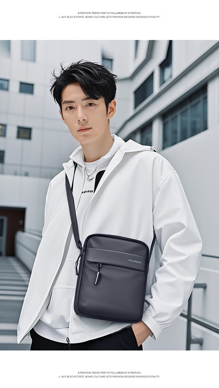 POLO Shoulder Bag for Men, Multifunctional Crossbody Bag, 10.9-Inch IPad Bag, Vertical Phone Bag, Sports Messenger Bag for Me 12