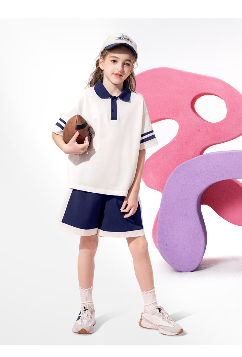 MY LITTLE PONY Girls' Preppy Style Set, Children's Summer Cool Sports Short-Sleeve Outfit, Purple, Size 110 11