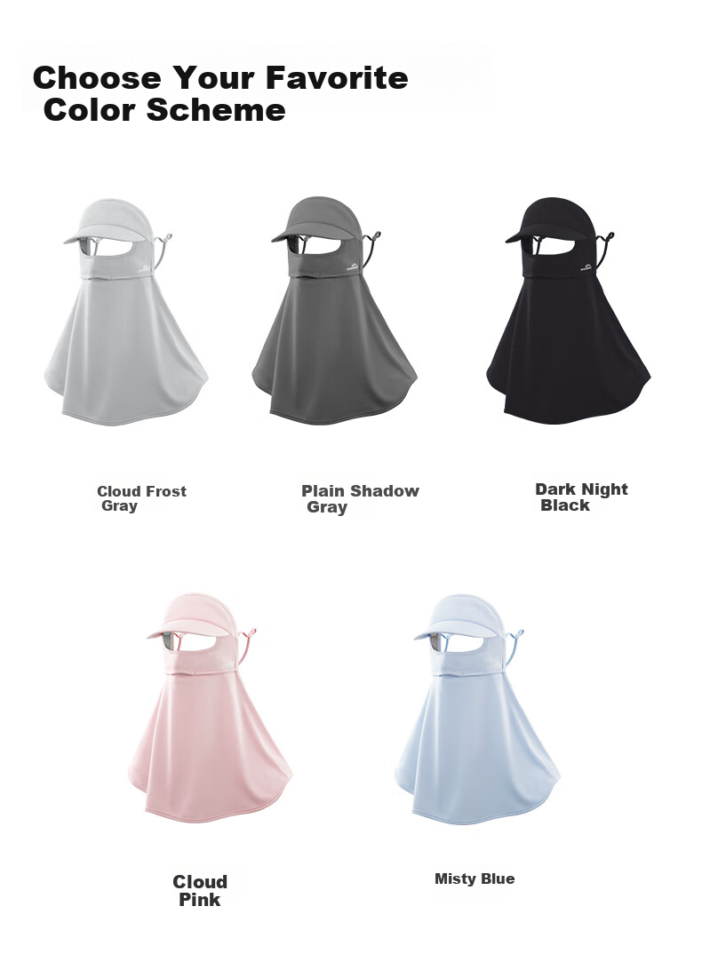 OhSunny Full Face Sun Protection Mask, Outdoor Breathable Sunshade with Brim, Cool-Feeling UV-Resistant Face Cover 13