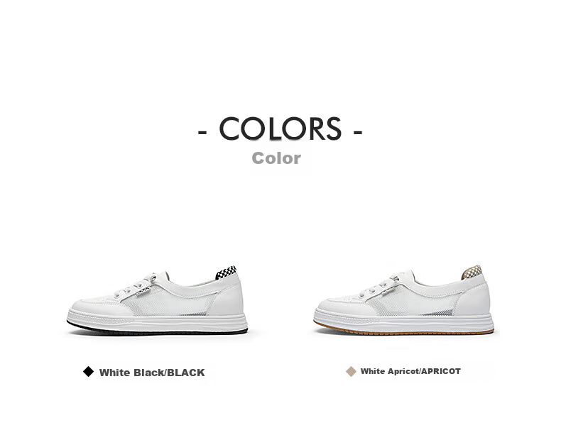 Goldlion Women's Shoes, Spring And Summer Simple White Sneakers, Breathable Mesh Upper, Slip-On Flat Casual Shoes for Women, 668220190, White Apricot Color, Size 38 3