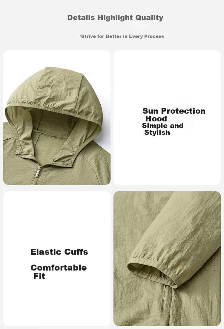 JEEP [UPF50+] Sun Protection Clothing for Men, Summer Ice Silk Breathable Quick-Dry Jacket, Men's Wear 1899, Light Gray, 4XL 16