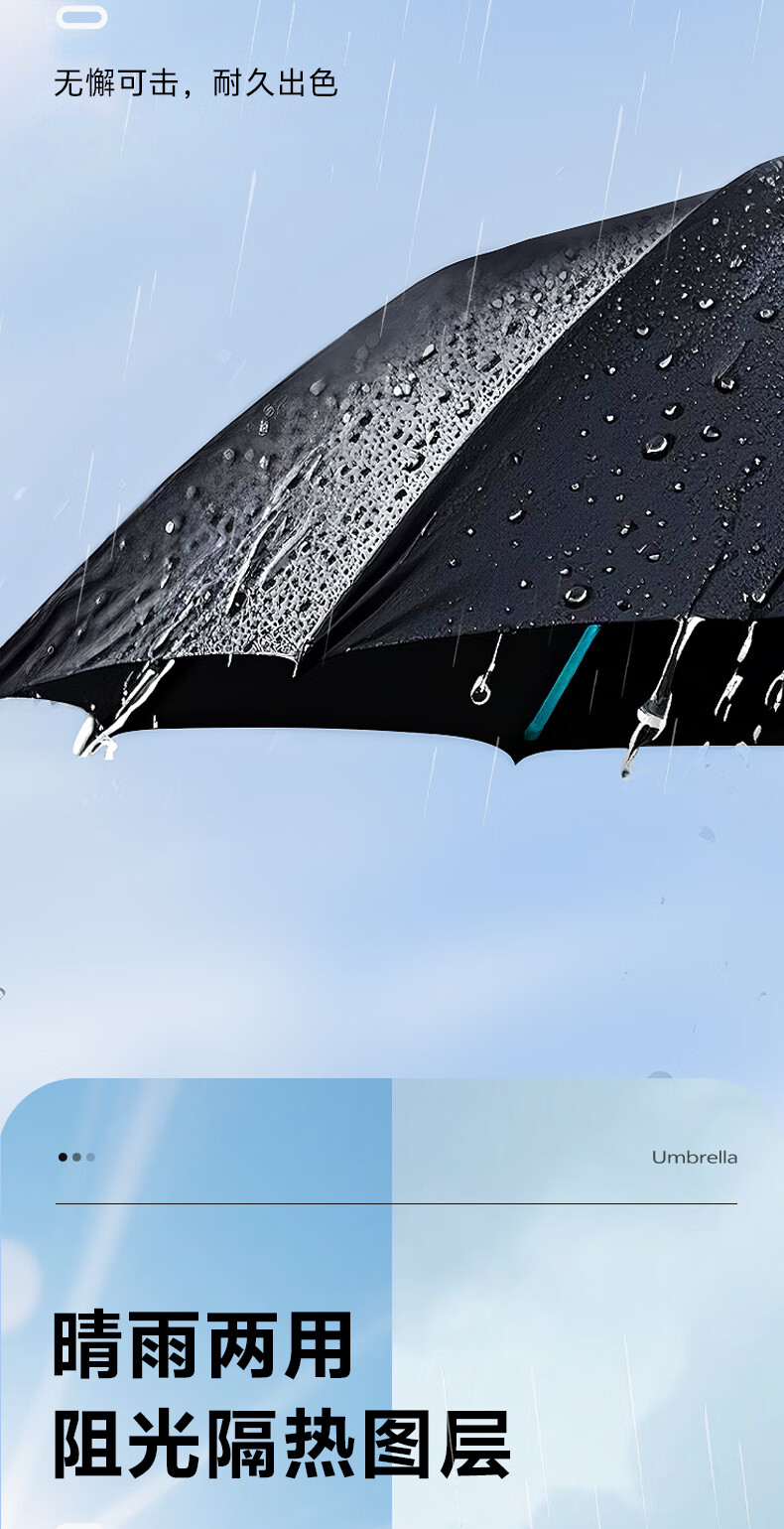 Leyoubaiyi 130 Bone Automatic Large Beige Windproof Thickened Black Coated UV Protection Folding Sun and Rain Umbrella 11
