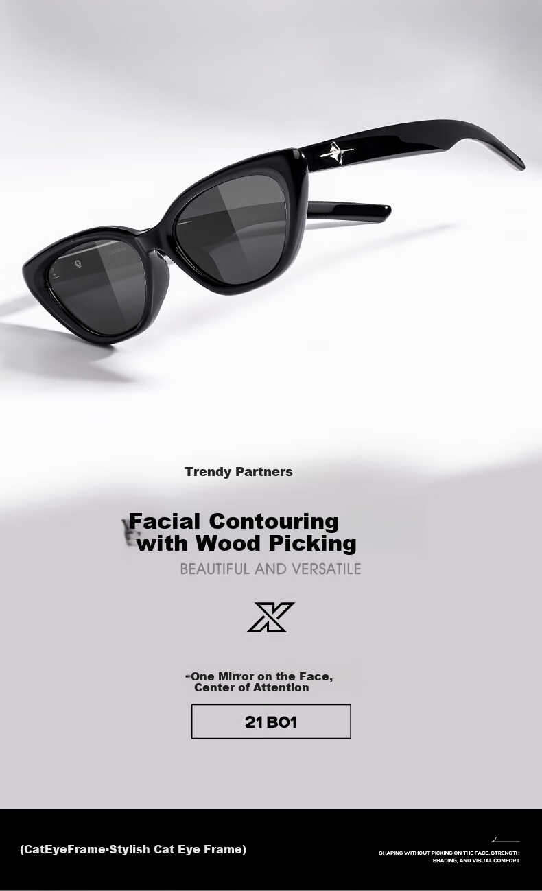 CAXMAN Retro Cat Eye Elegant Plain GM Sunglasses for Men And Women, Narrow Frame UV Protection Polarized Driving Glasses that Make Face Look Smaller 4